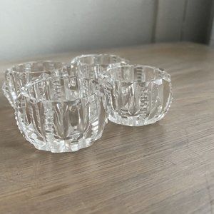 LOT OF 4 VINTAGE GLASS & CUT CRYSTAL OPEN SALT CELLAR DIPS